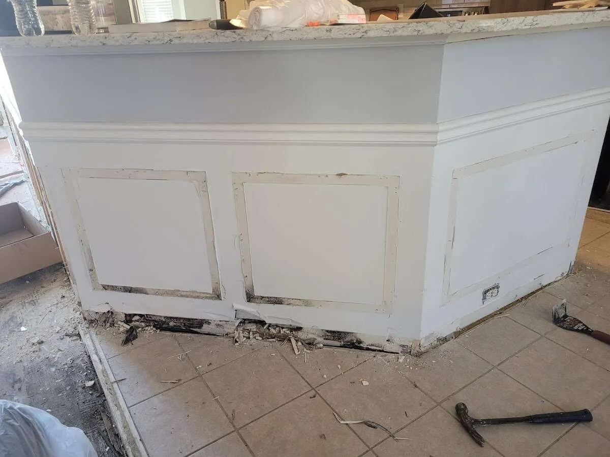 Water damage and mold on kitchen during Storm Damage Restoration in Morro Bay